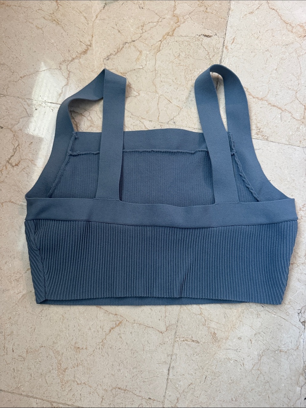 Aritzia Ribbed Crop Top in Slate Blue - Picture 2 of 3